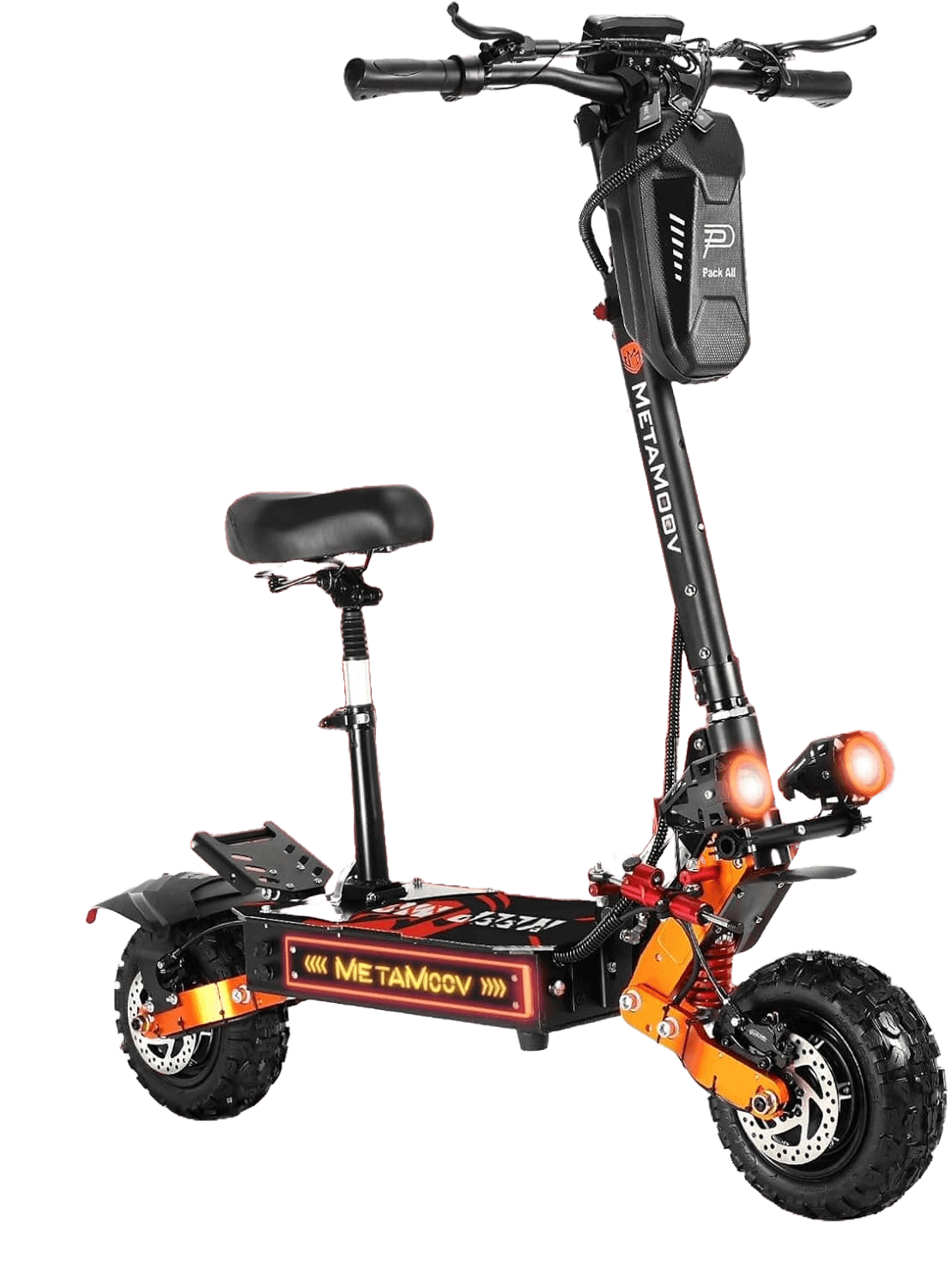 MetaMoov ZO01 Plus Electric Scooter Adults, 6000W Dual Motors Up to 55 MPH, 60 Miles Long Range 60V 35AH, 11- Off Road Tubeless Tires, C-Type Full Suspensions E Scooter with Seat & Damper